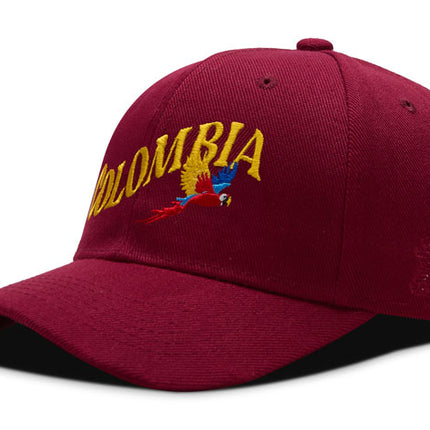Gorra DJ caps Souvenir Colombia guacamaya vinotinto