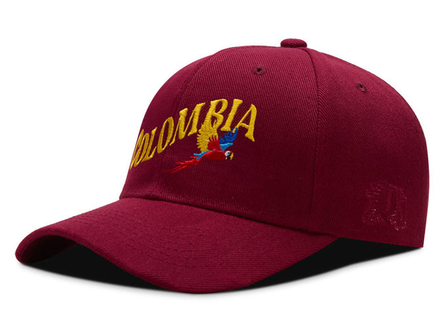 Gorra DJ caps Souvenir Colombia guacamaya vinotinto